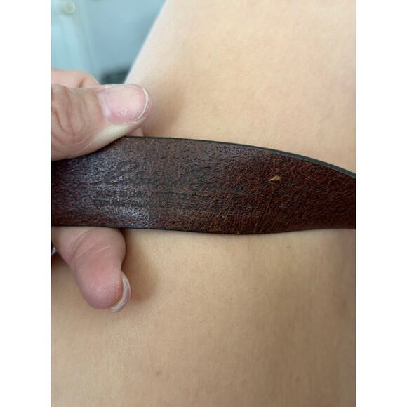 Eddie Bauer Men's Brown Genuine Leather Golden Buckle Belt Size 34 - Picture 3 of 6